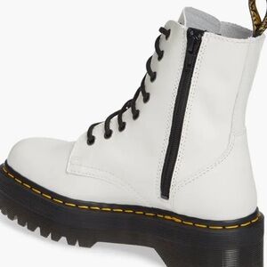 Dr. Martens White Combat Moto Boots with Chunky Sole